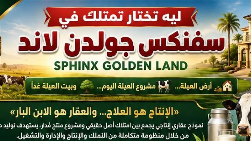 سفنكس جولدن لاند تطرح نموذجا عقاريا إنتاجيا يجمع بين تملك الأرض والمشروع الحيواني