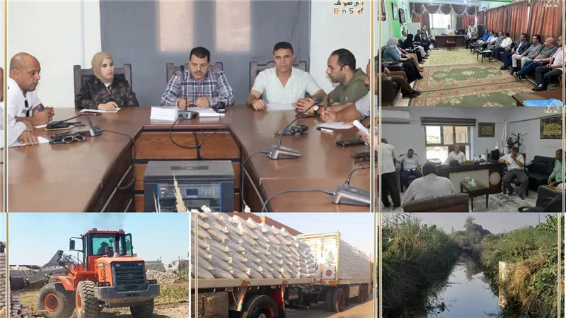 حملات مكثفة للنظافة ورفع الإشغالات والتصدي للتعديات بمراكز بني سويف