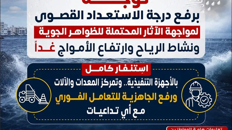 محافظ البحيرة تعلن الطوارئ القصوى لمواجهة الطقس السيء ونشاط الرياح غدا