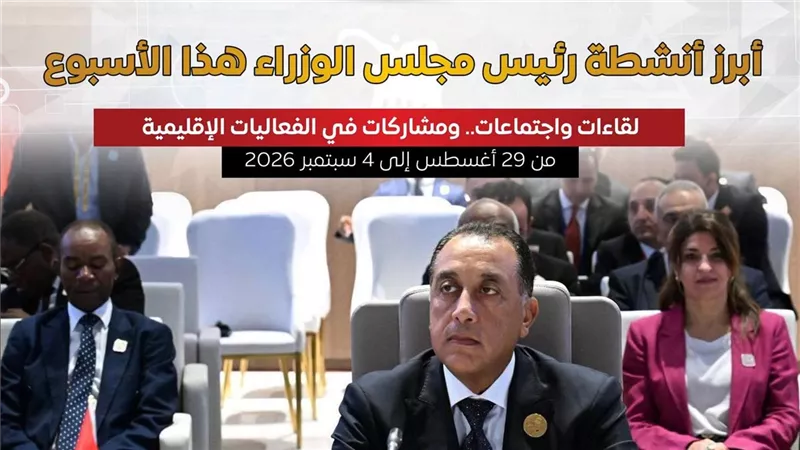 المركز الإعلامي لمجلس الوزراء يستعرض بالإنفوجراف أبرز أنشطة رئيس مجلس الوزراء 