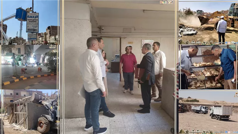 تحرير 267 محضر إشغال بناصر بنى سويف وانذارات لمخالفات بيئية بسمسطا|صور