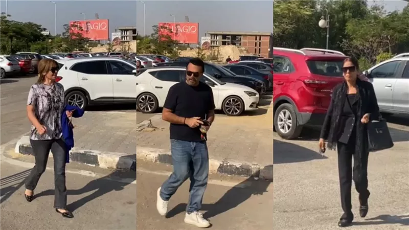 عمرو محمود ياسين ولقاء سويدان وعفاف مصطفى في جنازة زوجة المؤلف أيمن سلامة |صور