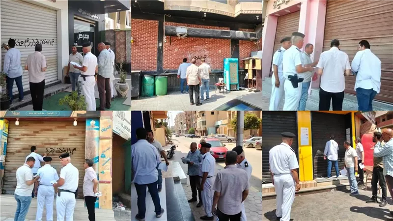 غلق وتشميع 15 محل غير مرخص بمدينة بنى سويف الجديدة |صور