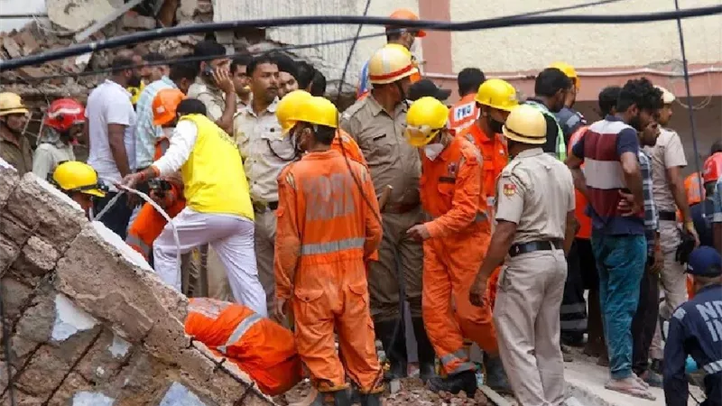 هز الأرض قبل سقوطه.. انهيار مبنى في نيودلهي ومصرع 5 أشخاص