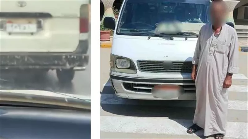 لتفادي المخالفات المرورية.. سائق ميكروباص يطمس اللوحة والشرطة تضبطه بالشرقية
