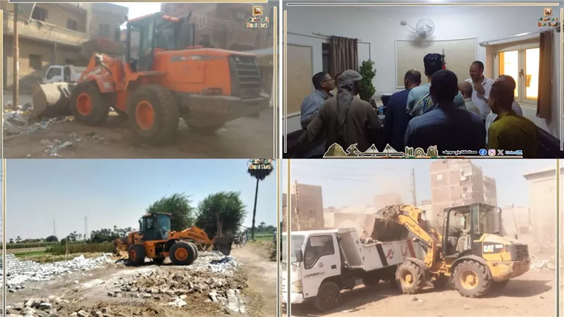 رفع 326 حالة إشغال متنوع بمركز ببا وحملات نظافة وتجميل بمحيط مدارس بنى سويف