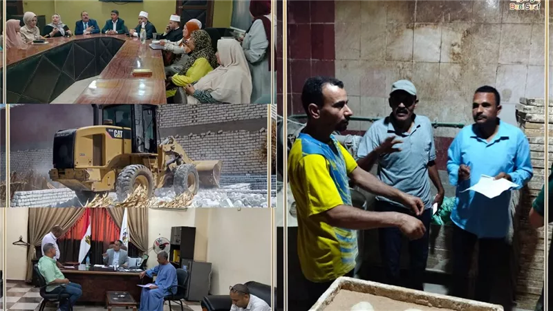 تحرير مخالفات لمخابز ببا ورفع اشغالات باهناسيا وإزالة تعديات بناصر بنى سويف