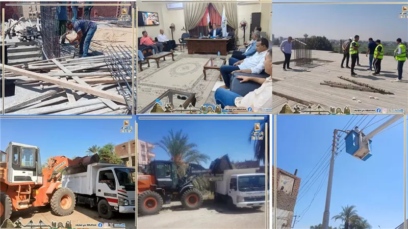 إزالة تعديات وحملات على المخابز وتصدى للاشغالات بمراكز ومدن بنى سويف|صور