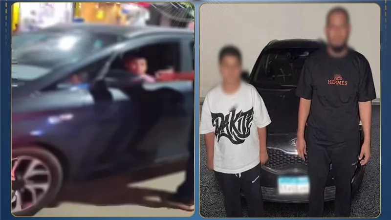 طفل 15 سنة يسوق عربية أبوه ويعرض حياته والناس للخطر بالقاهرة