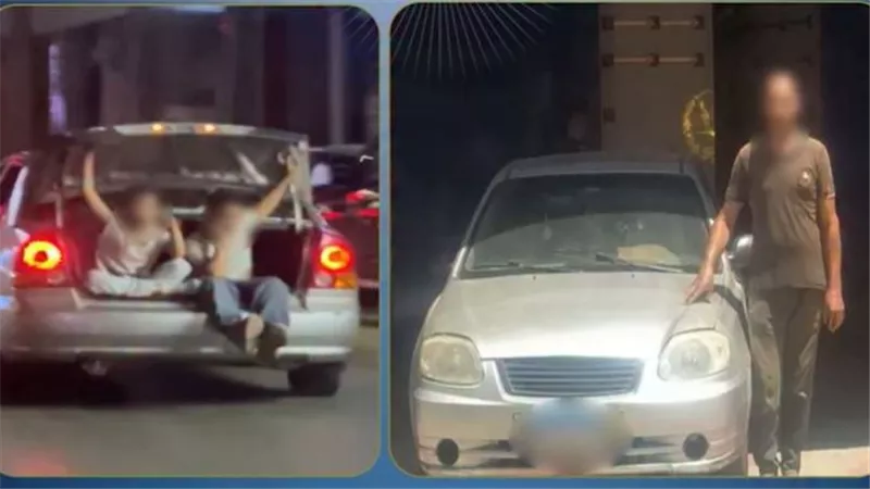 بعد تداول الفيديو.. ضبط سائق سمح لطفلين بالجلوس في صندوق السيارة أثناء سيرها