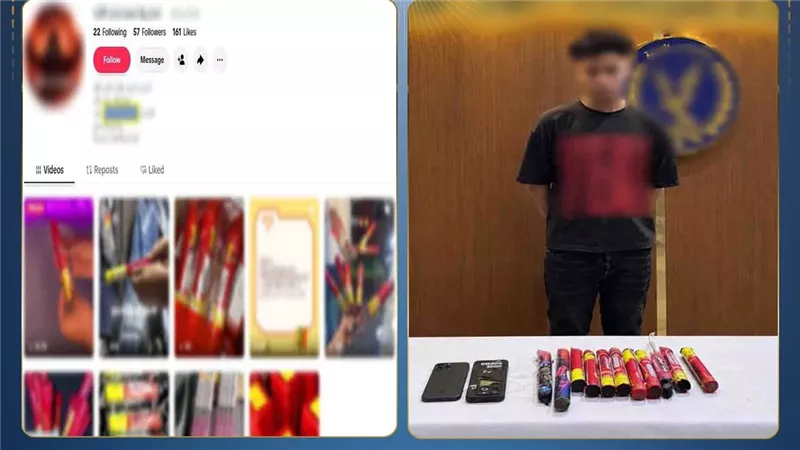 ضبط طالب يروج للألعاب النارية عبر صفحة بمواقع التواصل الاجتماعي