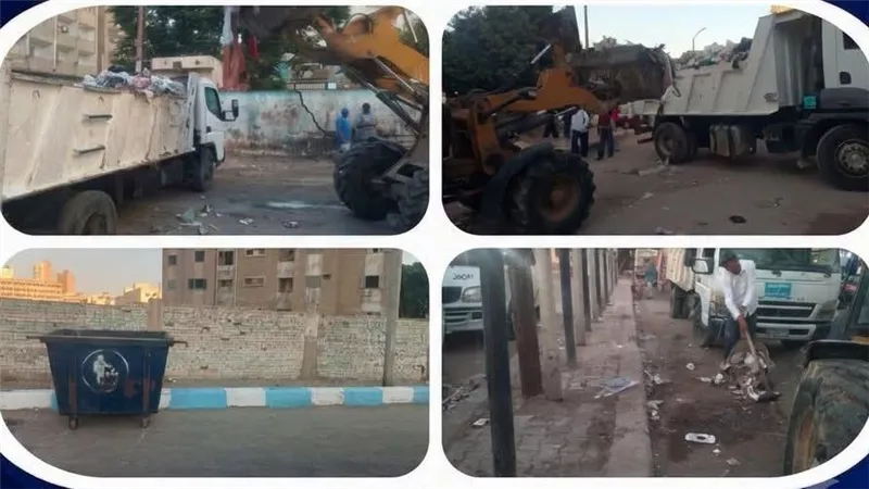 تكثيف أعمال النظافة بالوردية الصباحية والمسائية في مناطق متفرقة بحي السويس