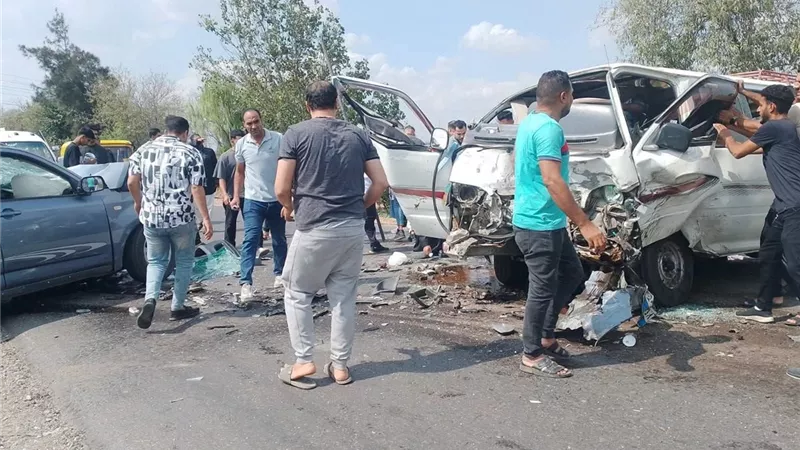 إصابة 9 أشخاص في حادث تصادم بين سيارة ملاكي وميكروباص بطريق القرشية بالغربية