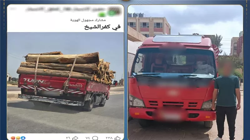حمولة أخشاب تهدد حياة المواطنين.. ضبط سائق نقل بكفر الشيخ