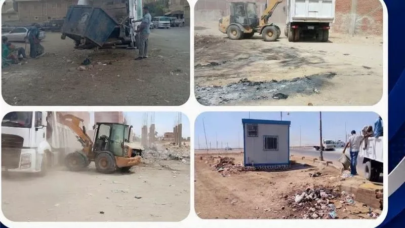 تكثيف أعمال النظافة ورفع كفاءة المنظومة بنطاق حي الجناين بالسويس