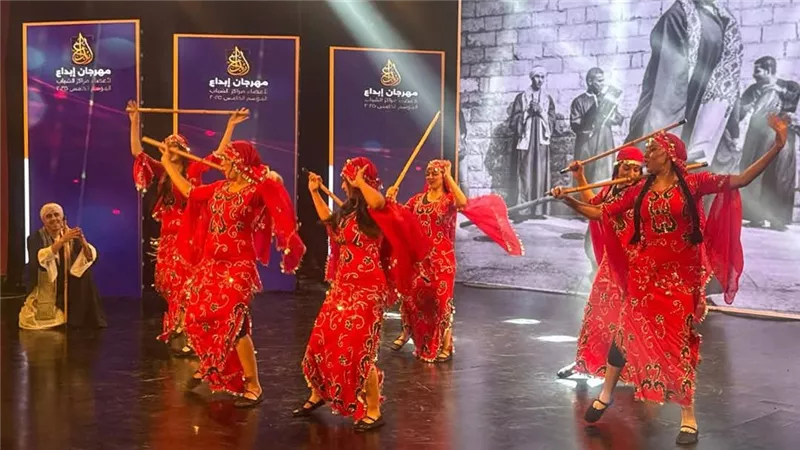 شباب الفيوم يزين مسرح الشباب والرياضة بلوحة الموال الصعيدي وتابلوه ريا وسكينة