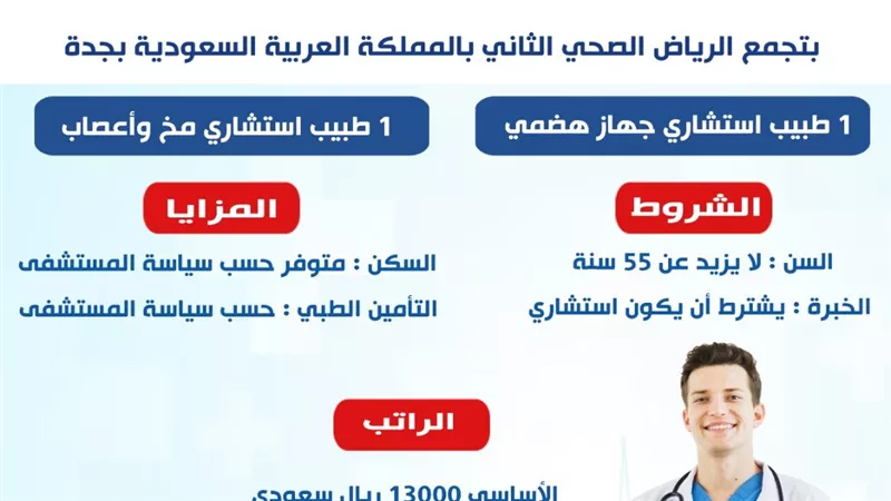 وزارة العمل تعلن عن فرص عمل للأطباء براتب 13 ألف ريال 